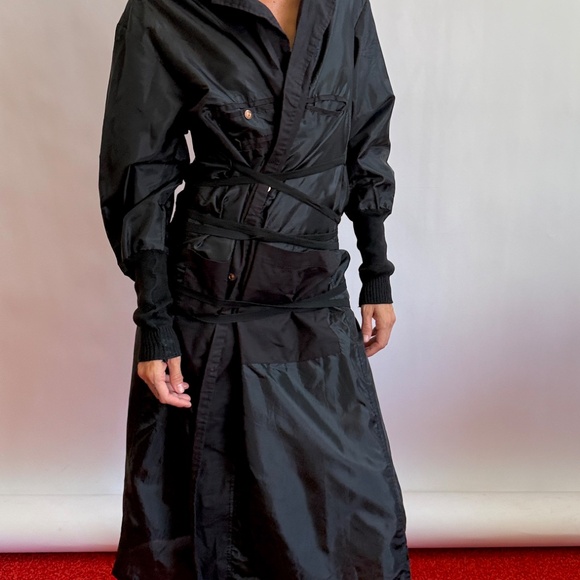 Jean Paul Gaultier 2000's Insane Nylon and Cotton Super Vintage Bondage Trench - Picture 1 of 16